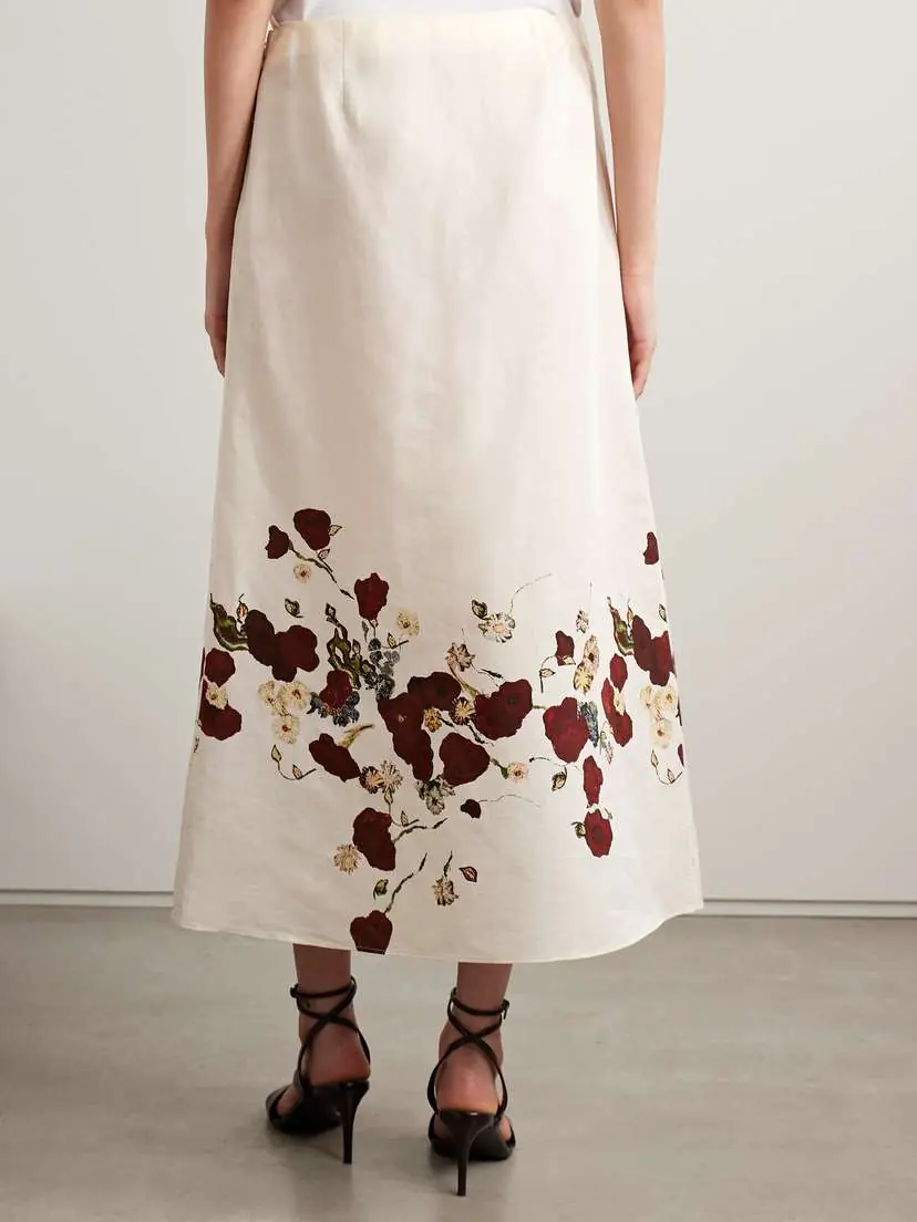 Khaite Demi Floral-print Silk And Cotton-blend Organza Midi Skirt | Thumbnail 4 Khaite Demi Floral-print Silk And Cotton-blend Organza Midi Skirt | Thumbnail 4