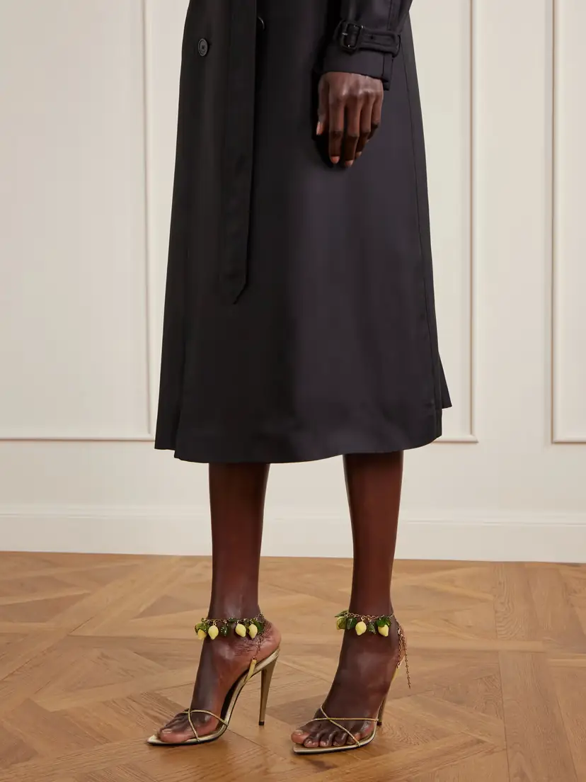 Saint Laurent Mon Chéri Embellished Suede-trimmed Satin Sandals | Thumbnail 2 Saint Laurent Mon Chéri Embellished Suede-trimmed Satin Sandals | Thumbnail 2