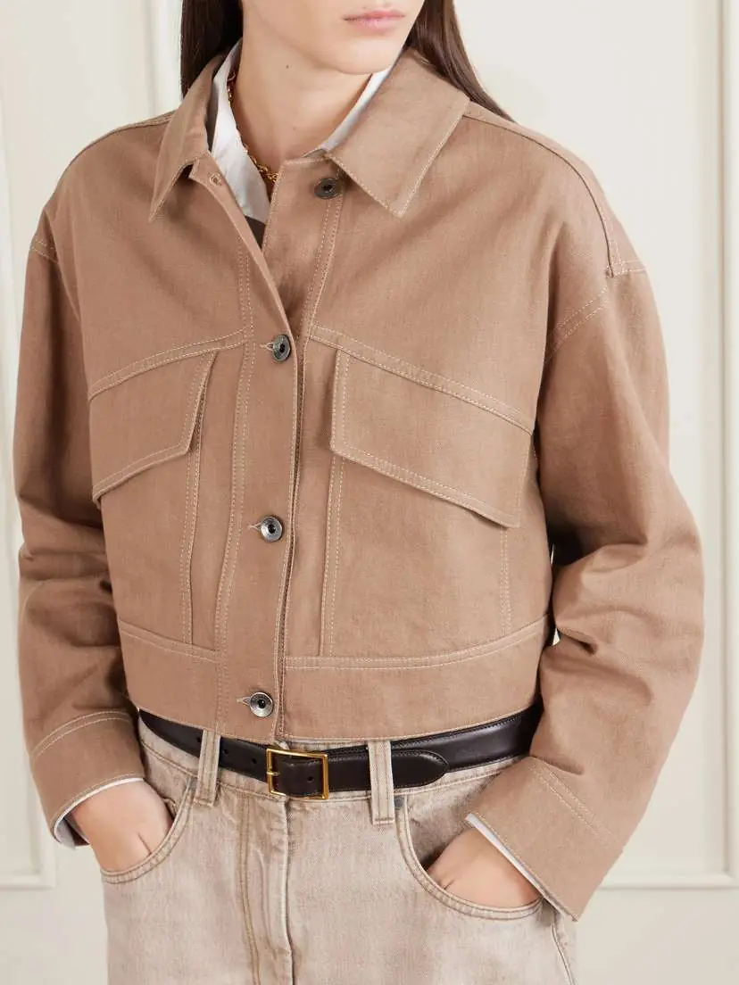 Brunello Cucinelli Cropped Cotton-twill Jacket | Thumbnail 3