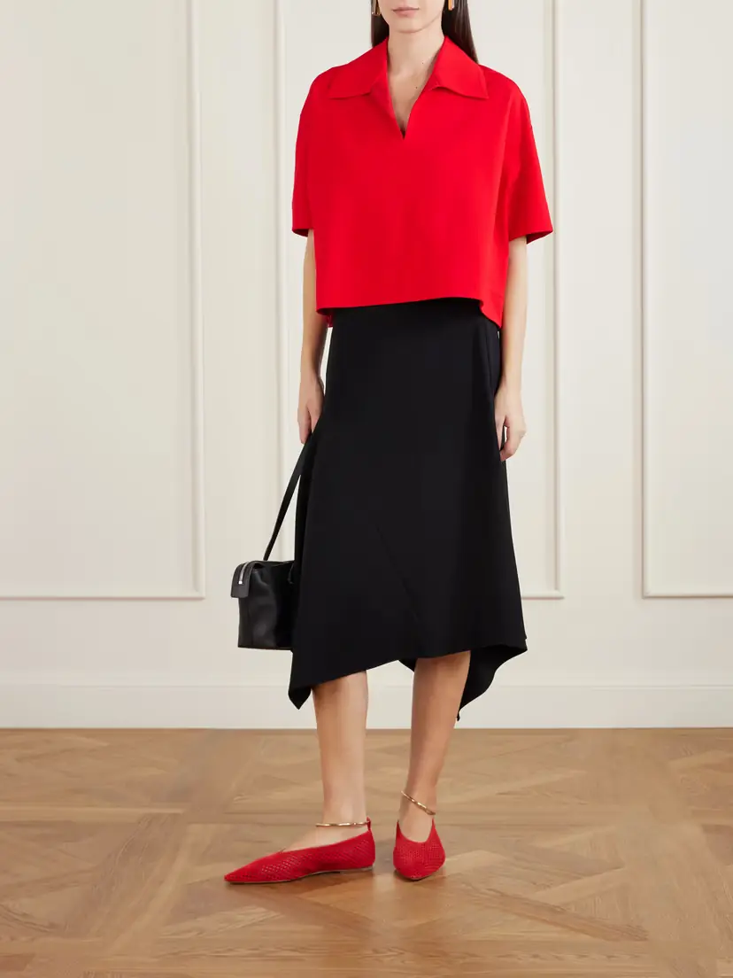 Jil Sander Cropped Crepe Polo Shirt | Thumbnail 2 Jil Sander Cropped Crepe Polo Shirt | Thumbnail 2