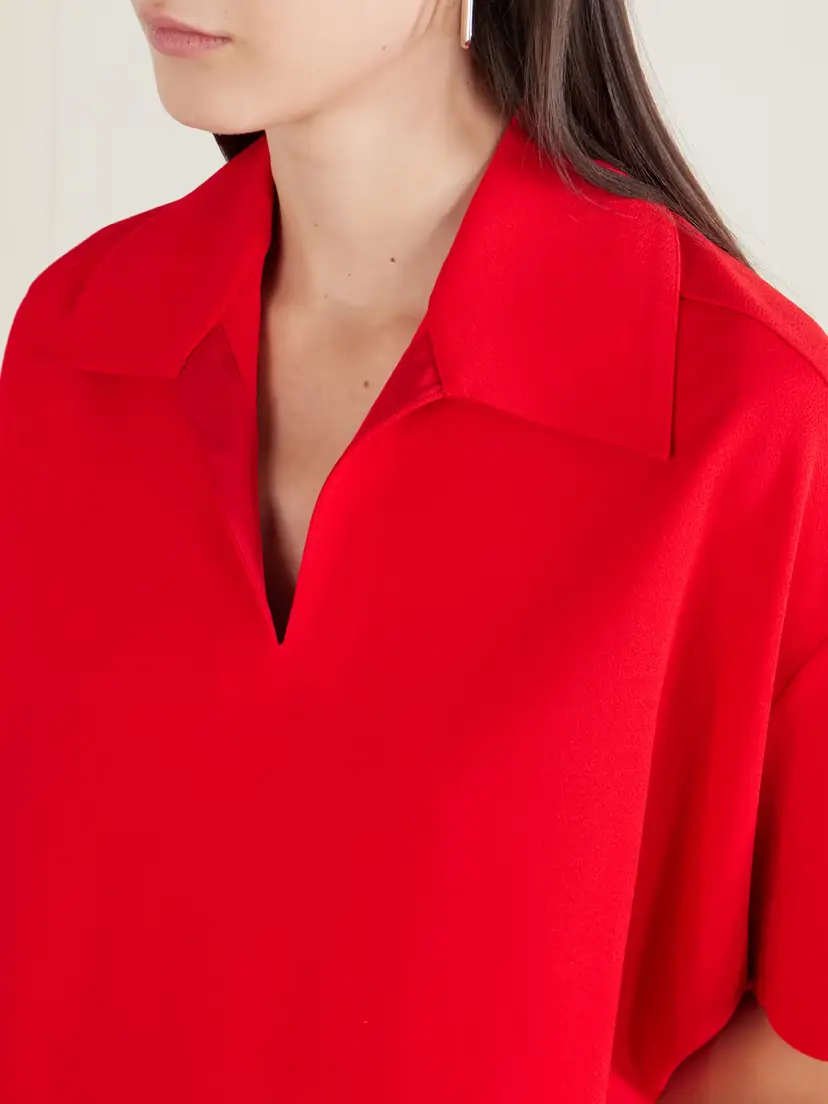 Jil Sander Cropped Crepe Polo Shirt | Thumbnail 4 Jil Sander Cropped Crepe Polo Shirt | Thumbnail 4