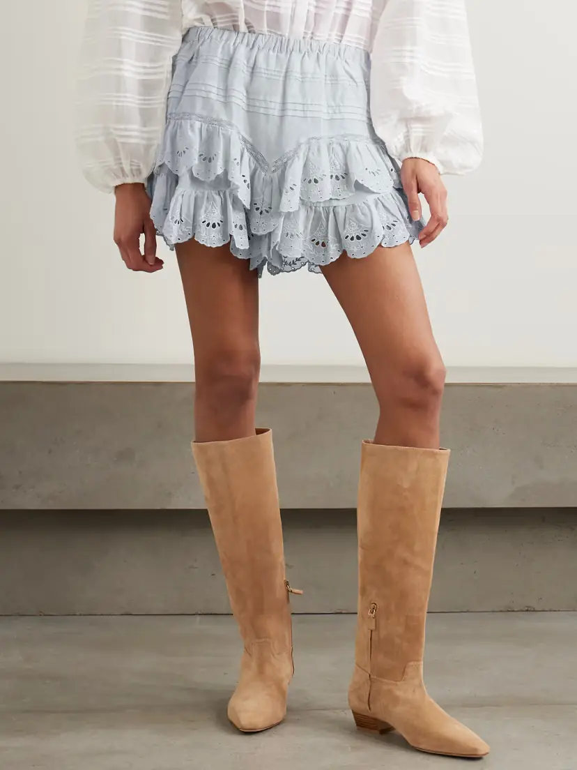 Marant Étoile Jocadia Lace And Broderie Anglaise-trimmed Organic Cotton-voile Shorts | Thumbnail 3 Marant Étoile Jocadia Lace And Broderie Anglaise-trimmed Organic Cotton-voile Shorts | Thumbnail 3