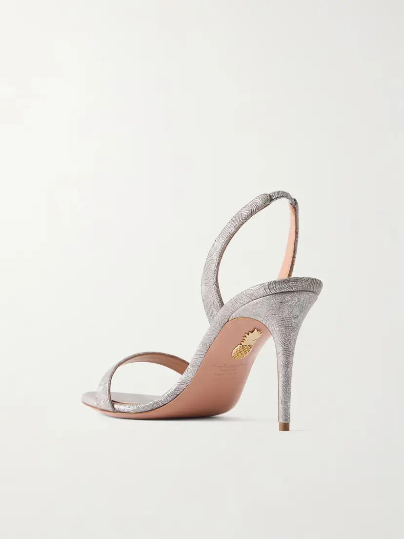 Aquazzura So Nude 85 Metallic Textured-leather Slingback Sandals | Thumbnail 3 Aquazzura So Nude 85 Metallic Textured-leather Slingback Sandals | Thumbnail 3