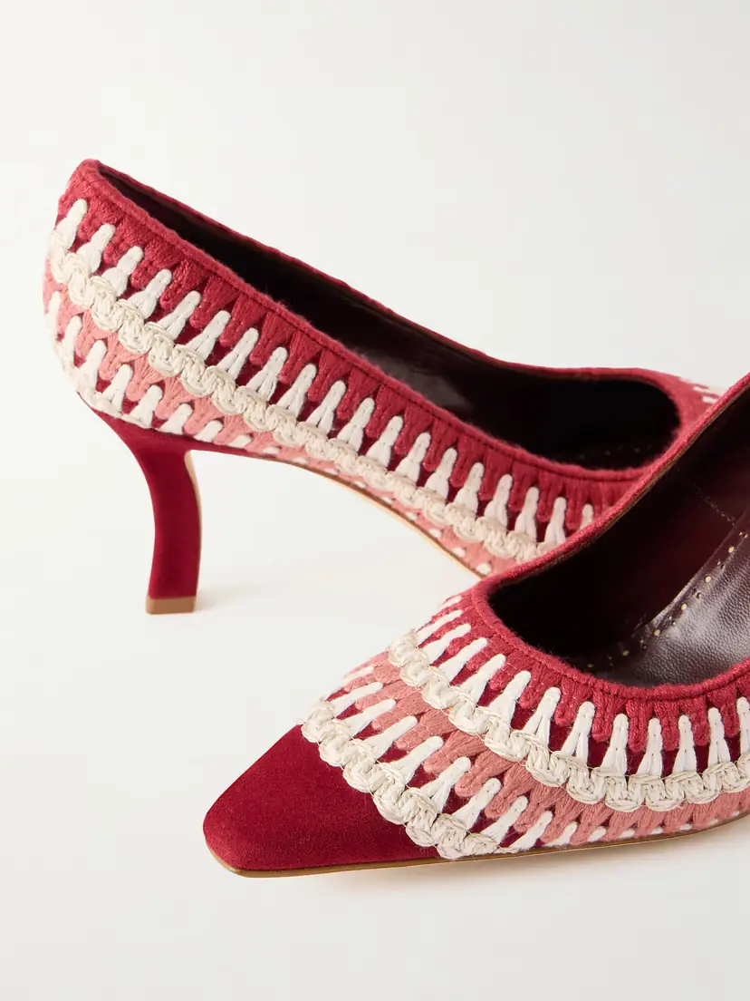 Manolo Blahnik Ombohi 70 Raffia-trimmed Crocheted Pumps | Thumbnail 5