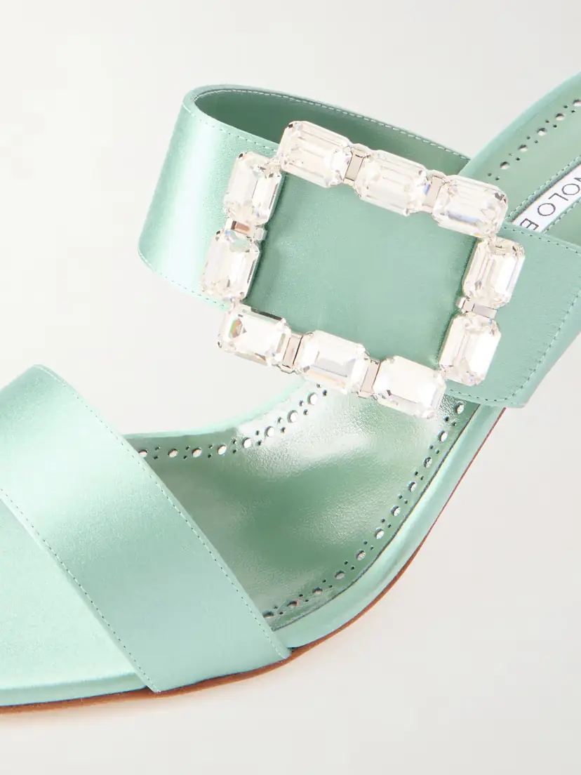 Manolo Blahnik Mayjousan 70 Crystal-embellished Satin Mules | Thumbnail 5 Manolo Blahnik Mayjousan 70 Crystal-embellished Satin Mules | Thumbnail 5