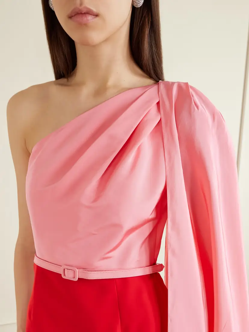 Carolina Herrera Belted Color-block Silk-faille Midi Dress | Thumbnail 5 Carolina Herrera Belted Color-block Silk-faille Midi Dress | Thumbnail 5