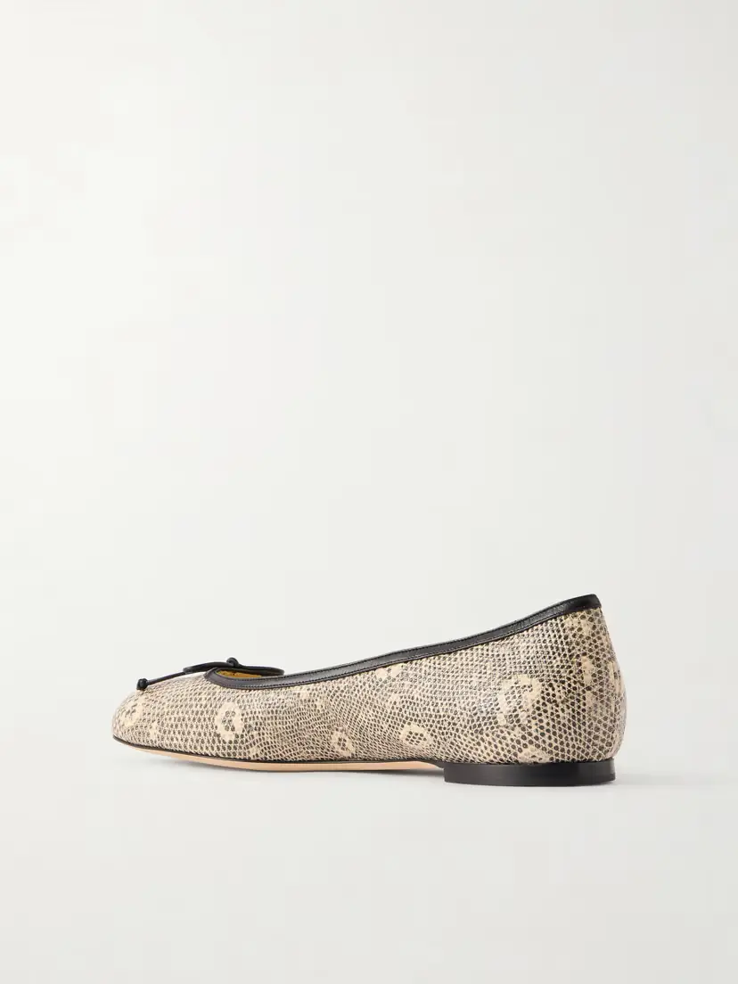 Manolo Blahnik Veralli Lizard-effect Leather Ballet Flats | Thumbnail 3