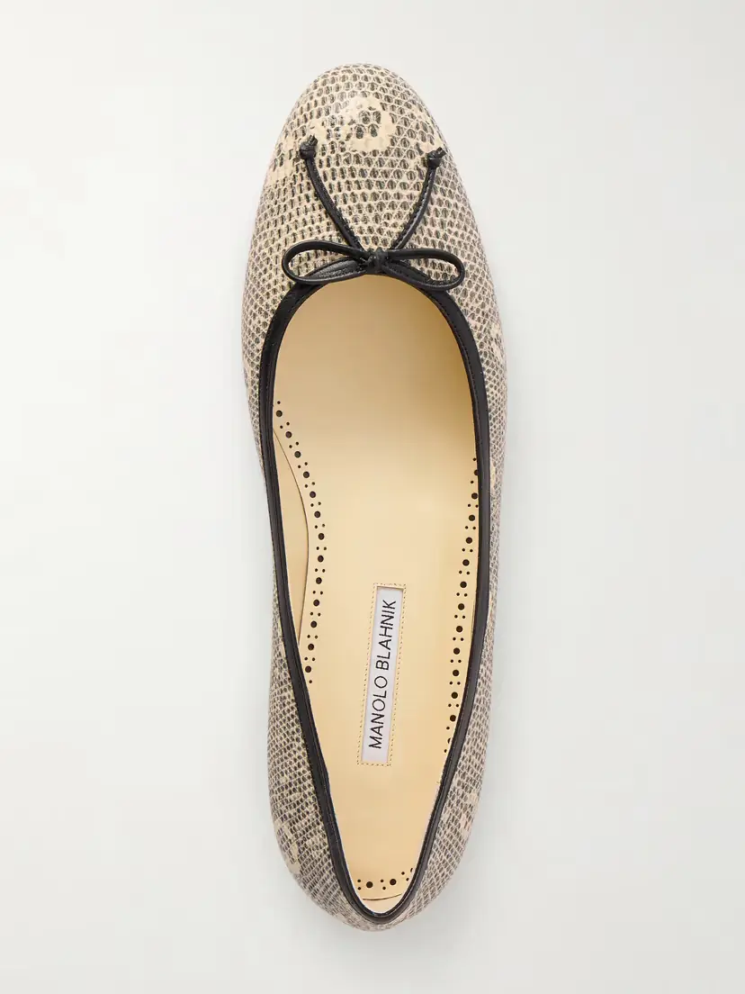 Manolo Blahnik Veralli Lizard-effect Leather Ballet Flats | Thumbnail 6