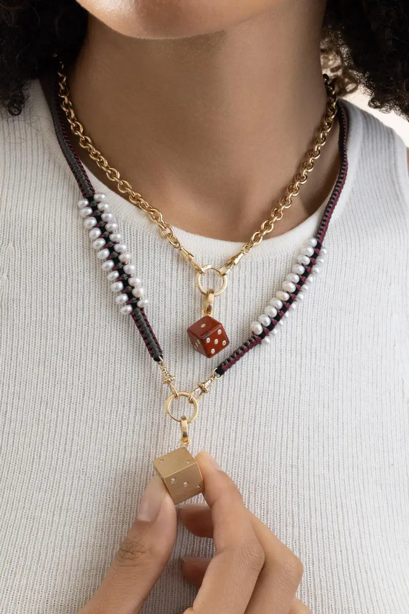Marie Lichtenberg Pearl Grey Burgundy Ica Mauli Necklace | Thumbnail 3 Marie Lichtenberg Pearl Grey Burgundy Ica Mauli Necklace | Thumbnail 3
