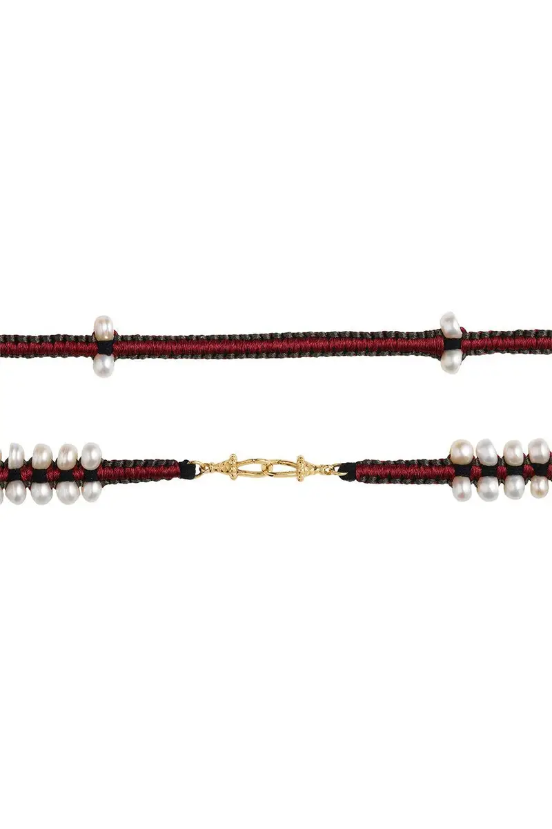 Marie Lichtenberg Pearl Grey Burgundy Ica Mauli Necklace | Thumbnail 5 Marie Lichtenberg Pearl Grey Burgundy Ica Mauli Necklace | Thumbnail 5