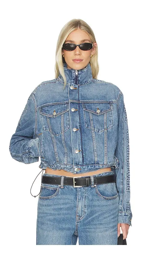 Alexander Wang Denim Track Jacket With Embossed Logo Panel | Thumbnail 2 Alexander Wang Denim Track Jacket With Embossed Logo Panel | Thumbnail 2