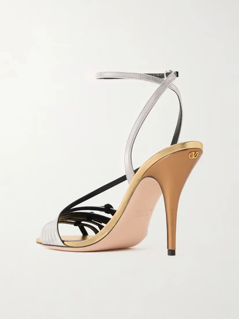 Valentino Garavani Nodine 100 Bow-detailed Metallic-leather Sandals | Thumbnail 3 Valentino Garavani Nodine 100 Bow-detailed Metallic-leather Sandals | Thumbnail 3