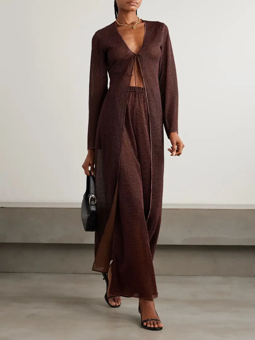 Oséree Lumière Metallic Stretch-knit Wide-leg Pants | Thumbnail 2 Oséree Lumière Metallic Stretch-knit Wide-leg Pants | Thumbnail 2