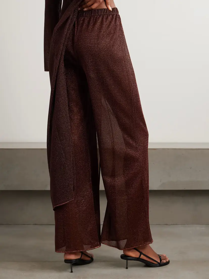 Oséree Lumière Metallic Stretch-knit Wide-leg Pants | Thumbnail 3 Oséree Lumière Metallic Stretch-knit Wide-leg Pants | Thumbnail 3