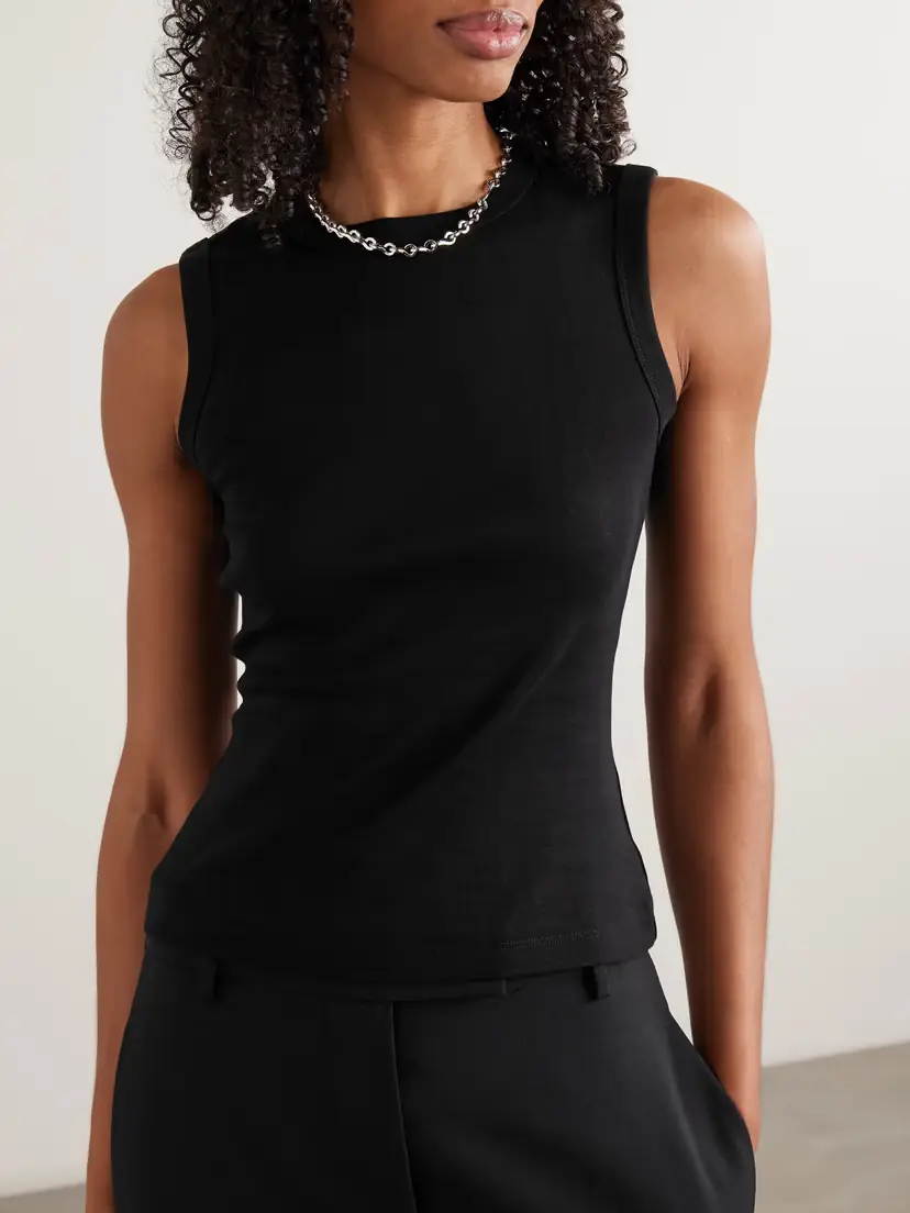 FLORE FLORE Esmé Ribbed Organic Cotton-jersey Tank | Thumbnail 3