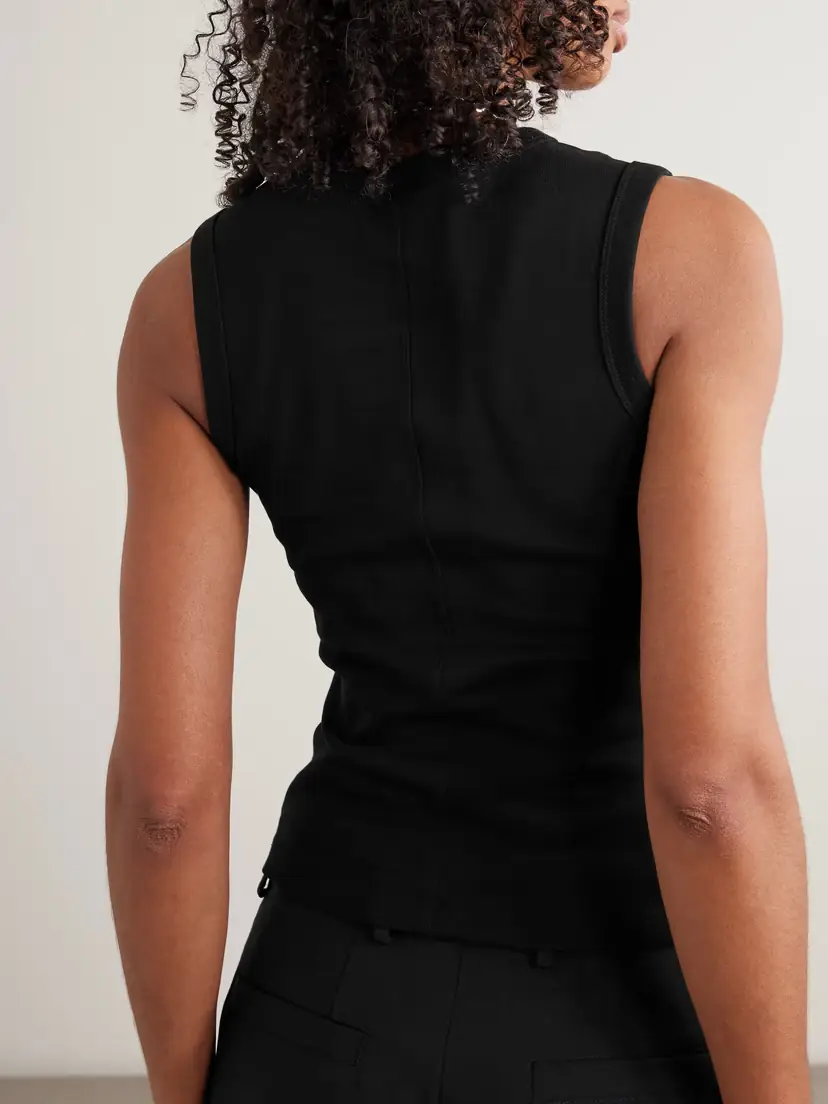 FLORE FLORE Esmé Ribbed Organic Cotton-jersey Tank | Thumbnail 4