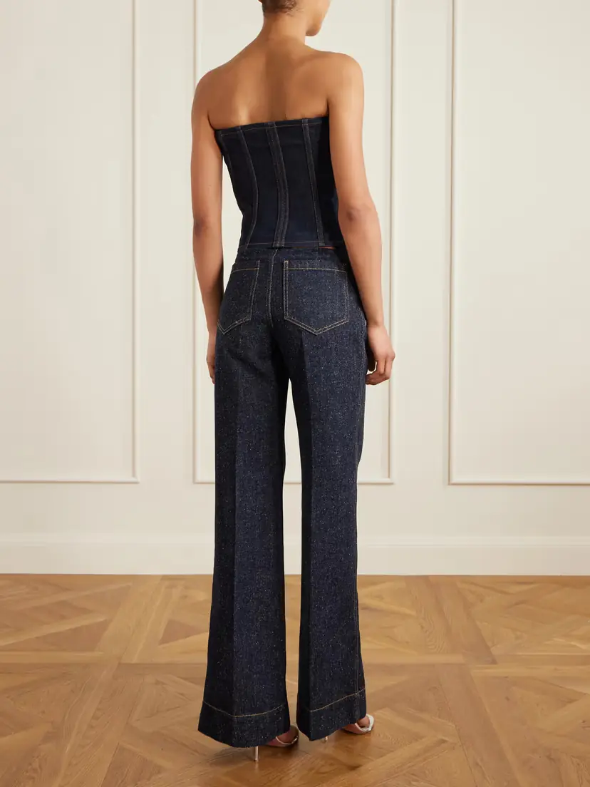 Jean Paul Gaultier Ribbed Wool-blend Trimmed Denim Corset Top | Thumbnail 3 Jean Paul Gaultier Ribbed Wool-blend Trimmed Denim Corset Top | Thumbnail 3