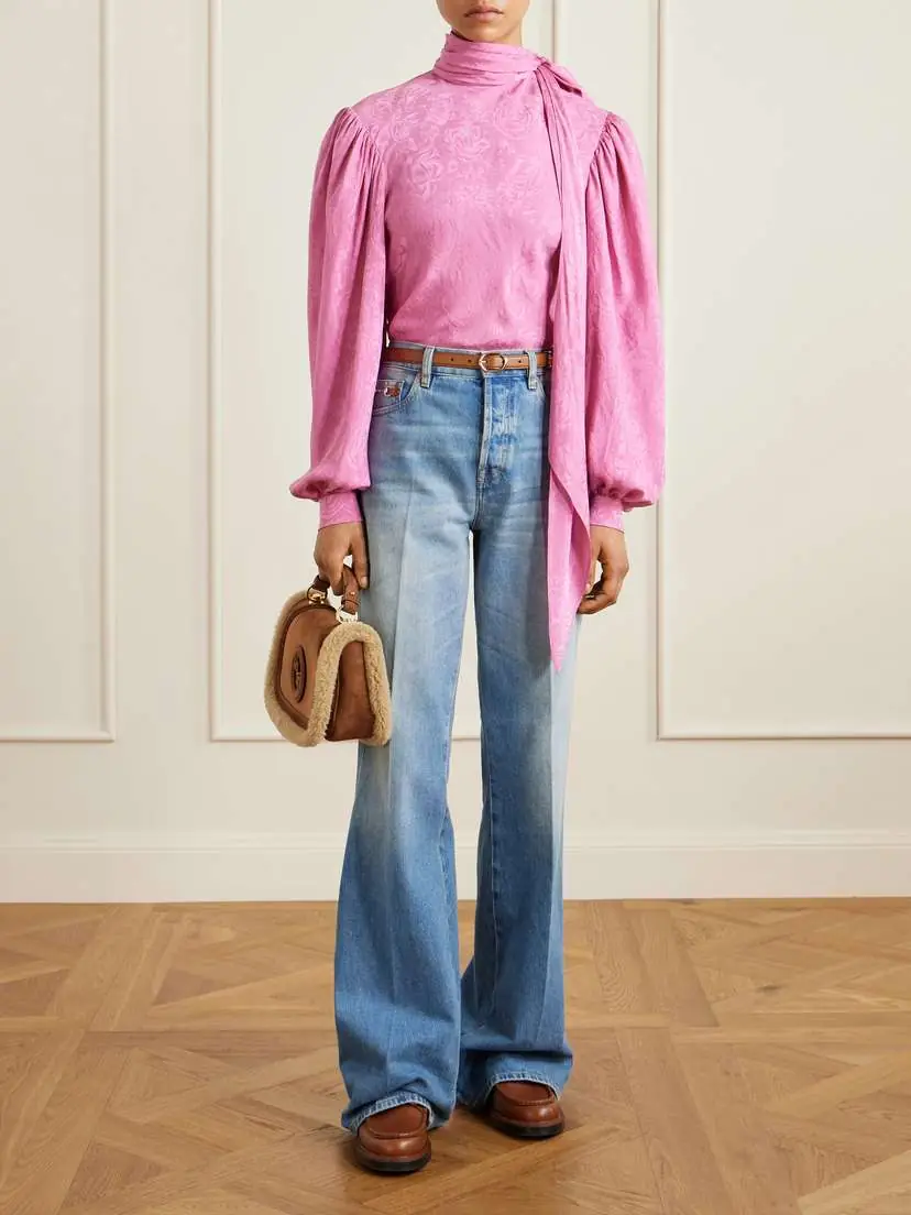 Gucci Blondie Shearling-trimmed Suede Shoulder Bag | Thumbnail 2 Gucci Blondie Shearling-trimmed Suede Shoulder Bag | Thumbnail 2
