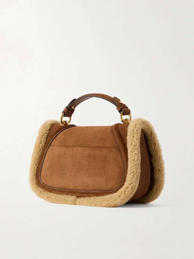 Gucci Blondie Shearling-trimmed Suede Shoulder Bag | Thumbnail 4 Gucci Blondie Shearling-trimmed Suede Shoulder Bag | Thumbnail 4