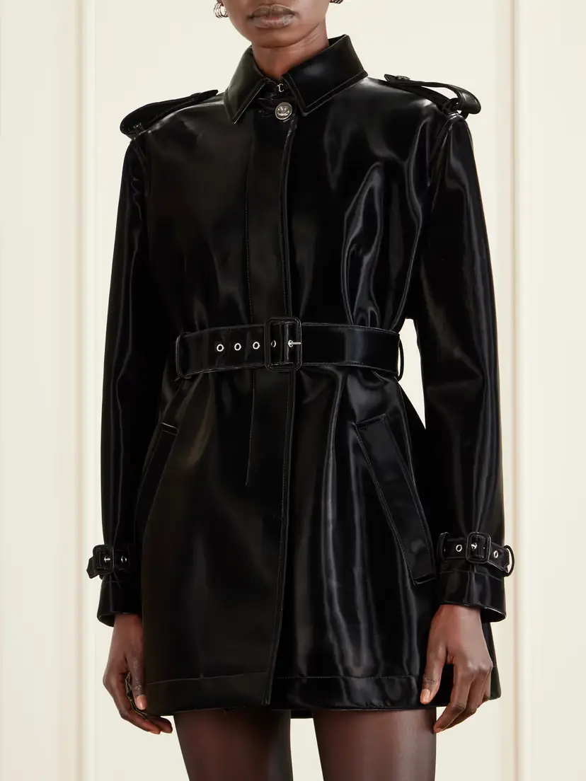 Gucci Belted Glossed-leather Trench Coat | Thumbnail 3 Gucci Belted Glossed-leather Trench Coat | Thumbnail 3