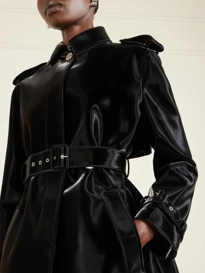 Gucci Belted Glossed-leather Trench Coat | Thumbnail 5 Gucci Belted Glossed-leather Trench Coat | Thumbnail 5