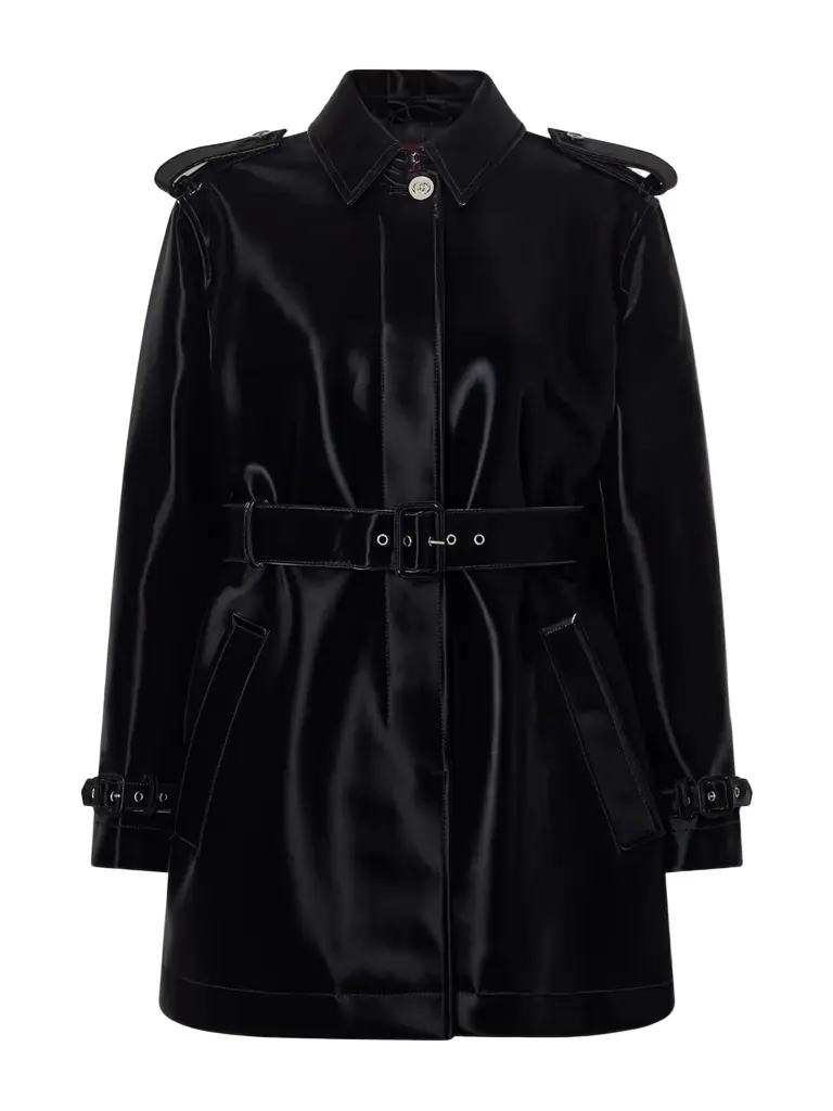 Belted Glossed-leather Trench Coat Belted Glossed-leather Trench Coat