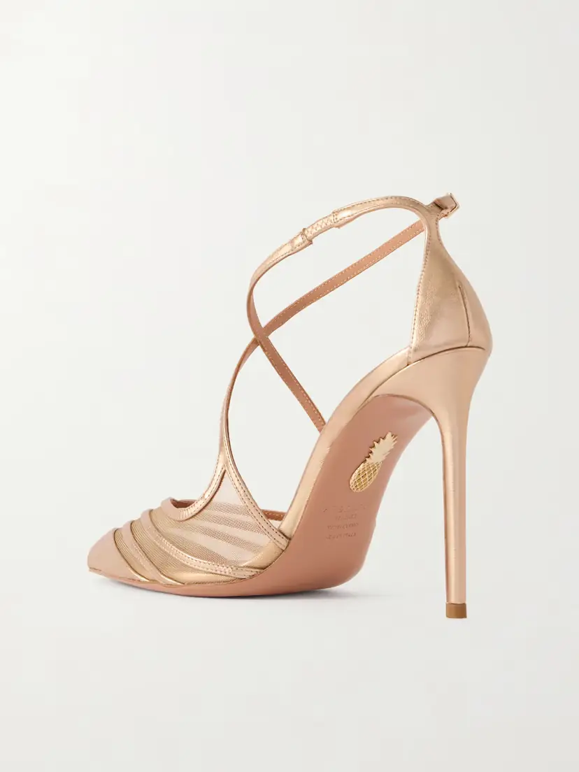 Aquazzura Alana 105 Metallic Leather And Mesh Pumps | Thumbnail 3 Aquazzura Alana 105 Metallic Leather And Mesh Pumps | Thumbnail 3