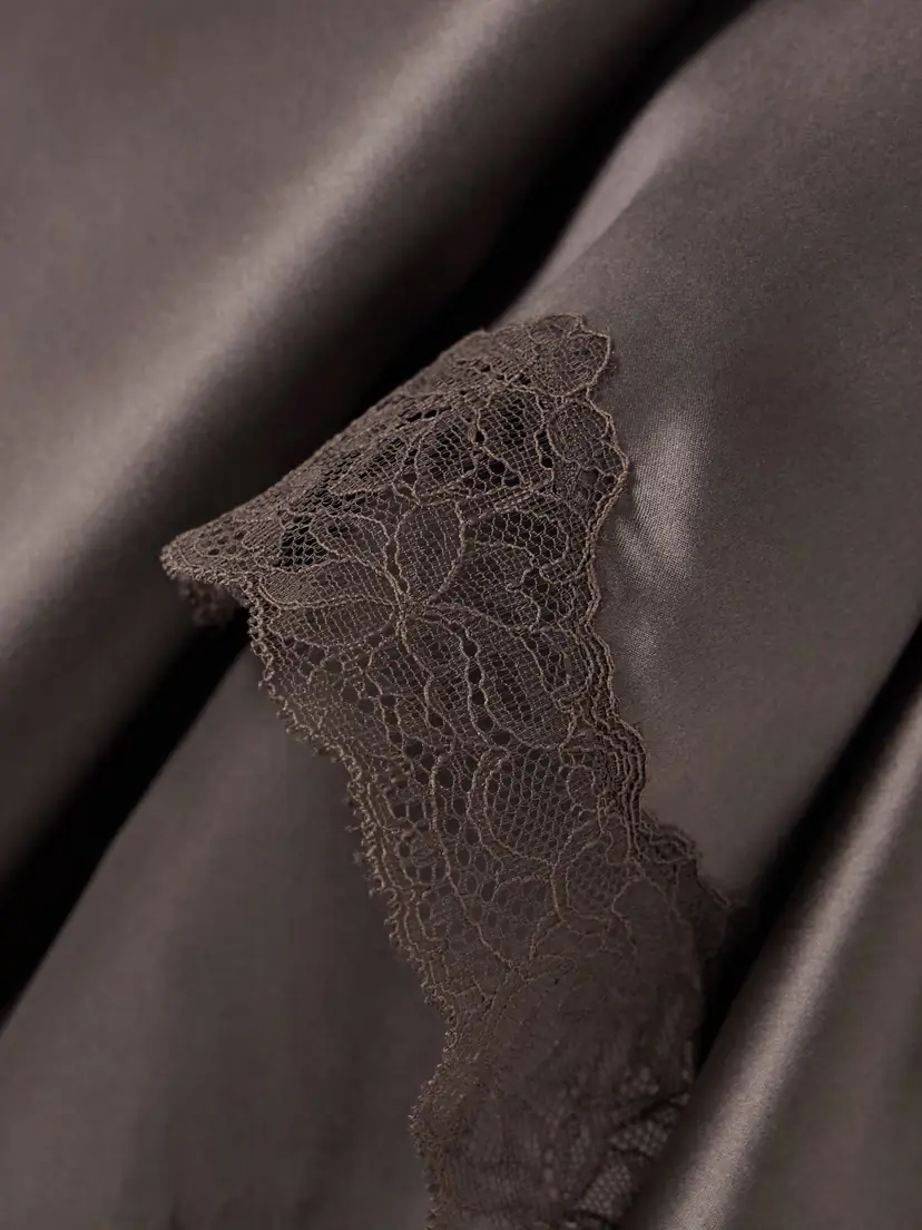Magda Butrym Appliquéd Scalloped Lace And Chiffon-trimmed Silk-satin Halterneck Blouse | Thumbnail 4 Magda Butrym Appliquéd Scalloped Lace And Chiffon-trimmed Silk-satin Halterneck Blouse | Thumbnail 4