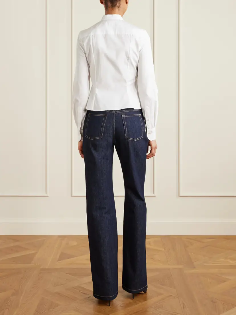 Alexander McQueen Cropped Pleated Cotton-poplin Peplum Blouse | Thumbnail 4