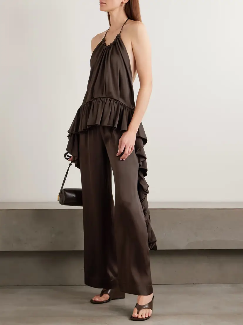 LIBEROWE Tamara Satin-crepe Peplum Halterneck Top | Thumbnail 2 LIBEROWE Tamara Satin-crepe Peplum Halterneck Top | Thumbnail 2