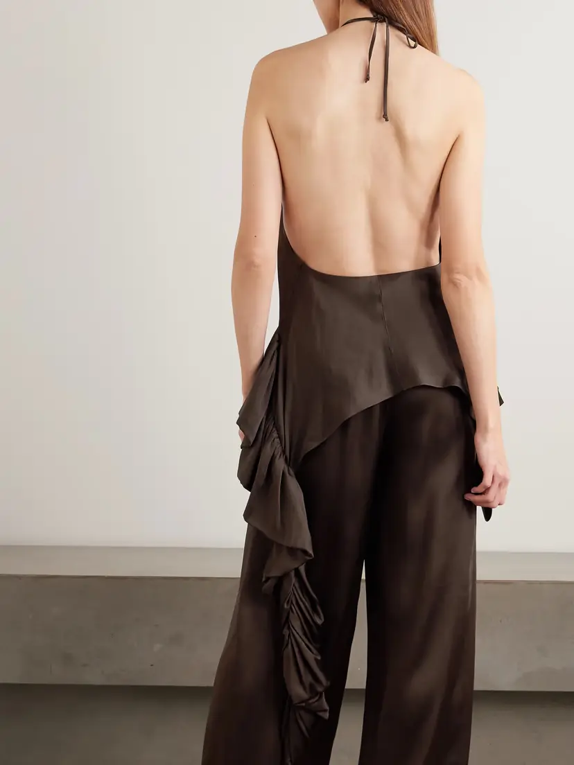 LIBEROWE Tamara Satin-crepe Peplum Halterneck Top | Thumbnail 3 LIBEROWE Tamara Satin-crepe Peplum Halterneck Top | Thumbnail 3
