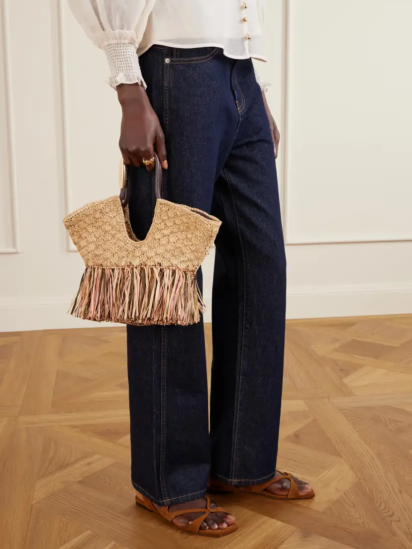 Zimmermann Goldentime Large Embellished Leather-trimmed Fringed Raffia Tote | Thumbnail 3 Zimmermann Goldentime Large Embellished Leather-trimmed Fringed Raffia Tote | Thumbnail 3