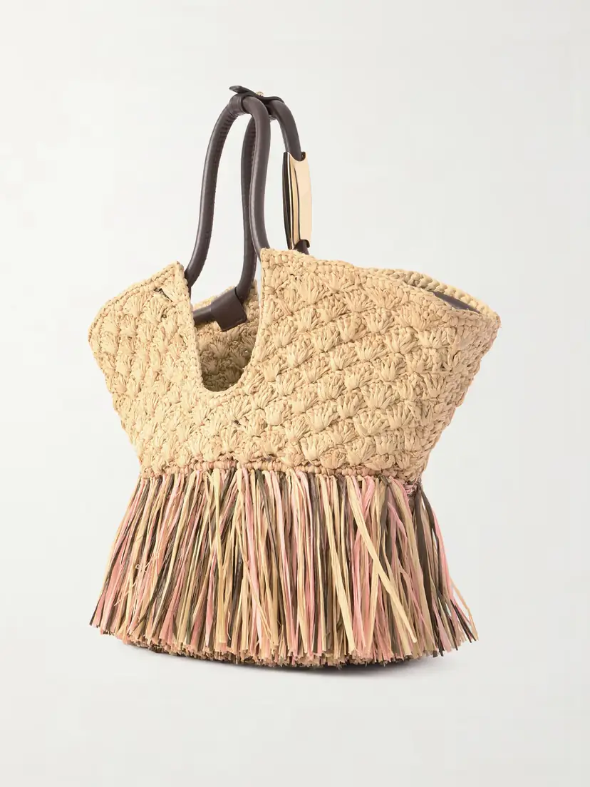 Zimmermann Goldentime Large Embellished Leather-trimmed Fringed Raffia Tote | Thumbnail 4 Zimmermann Goldentime Large Embellished Leather-trimmed Fringed Raffia Tote | Thumbnail 4