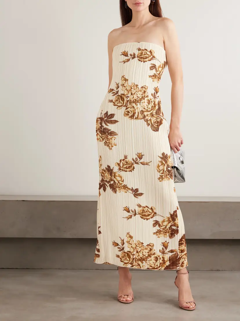 Magda Butrym Strapless Floral-print Plissé-crepe Midi Dress | Thumbnail 2