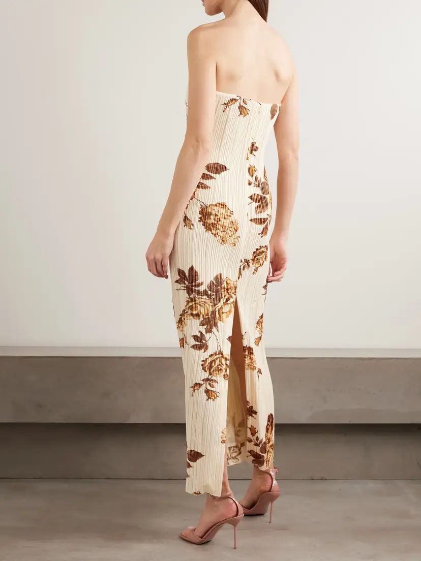 Magda Butrym Strapless Floral-print Plissé-crepe Midi Dress | Thumbnail 3