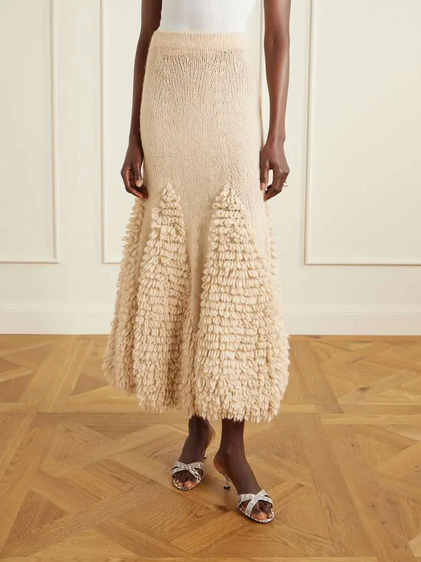 Ulla Johnson Nathalie Ruffled Alpaca-blend Bouclé Midi Skirt | Thumbnail 3