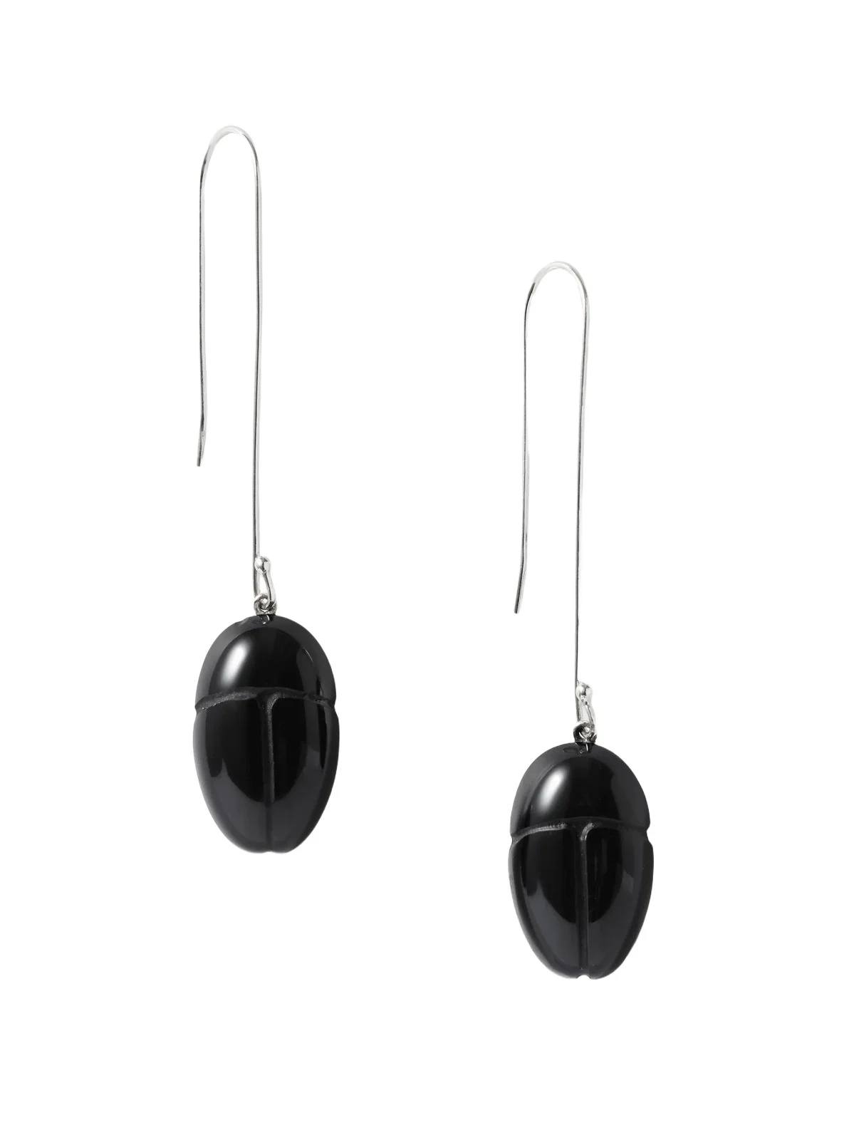 Scarab Silver Onyx Drop Earrings Scarab Silver Onyx Drop Earrings