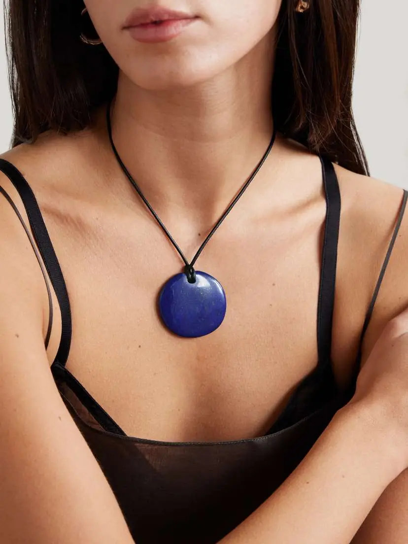 Sophie Buhai Full Moon Silver, Cord And Lapis Lazuli Necklace | Thumbnail 5