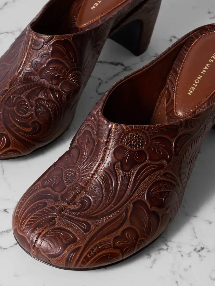 Dries Van Noten Embossed Leather Mules | Thumbnail 4 Dries Van Noten Embossed Leather Mules | Thumbnail 4