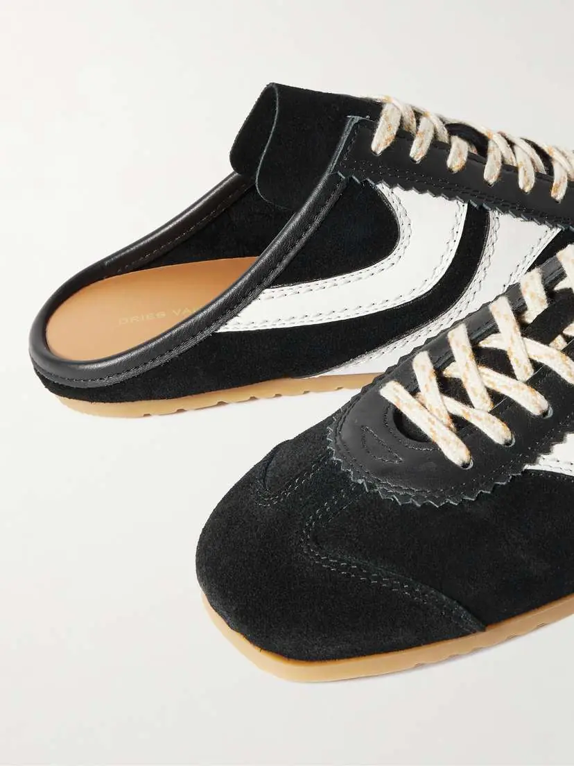 Dries Van Noten Leather-trimmed Suede Slip-on Sneakers | Thumbnail 4