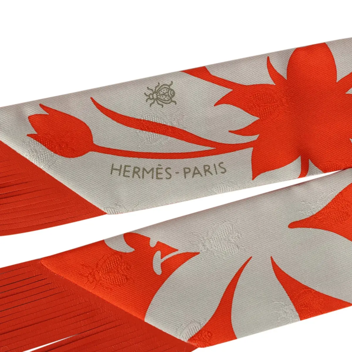 HERMÈS Hermes "Bouquet Final" Gris Perle and Vermillon Fringe Silk | Thumbnail 3 HERMÈS Hermes "Bouquet Final" Gris Perle and Vermillon Fringe Silk | Thumbnail 3