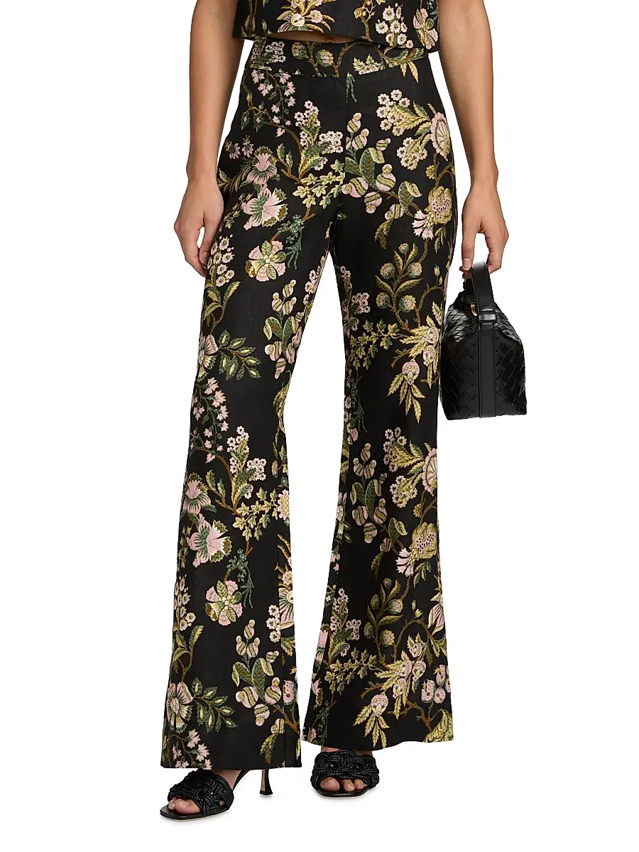 Cara Cara Women's Josephine Floral Linen Palazzo Pants | Thumbnail 3 Cara Cara Women's Josephine Floral Linen Palazzo Pants | Thumbnail 3