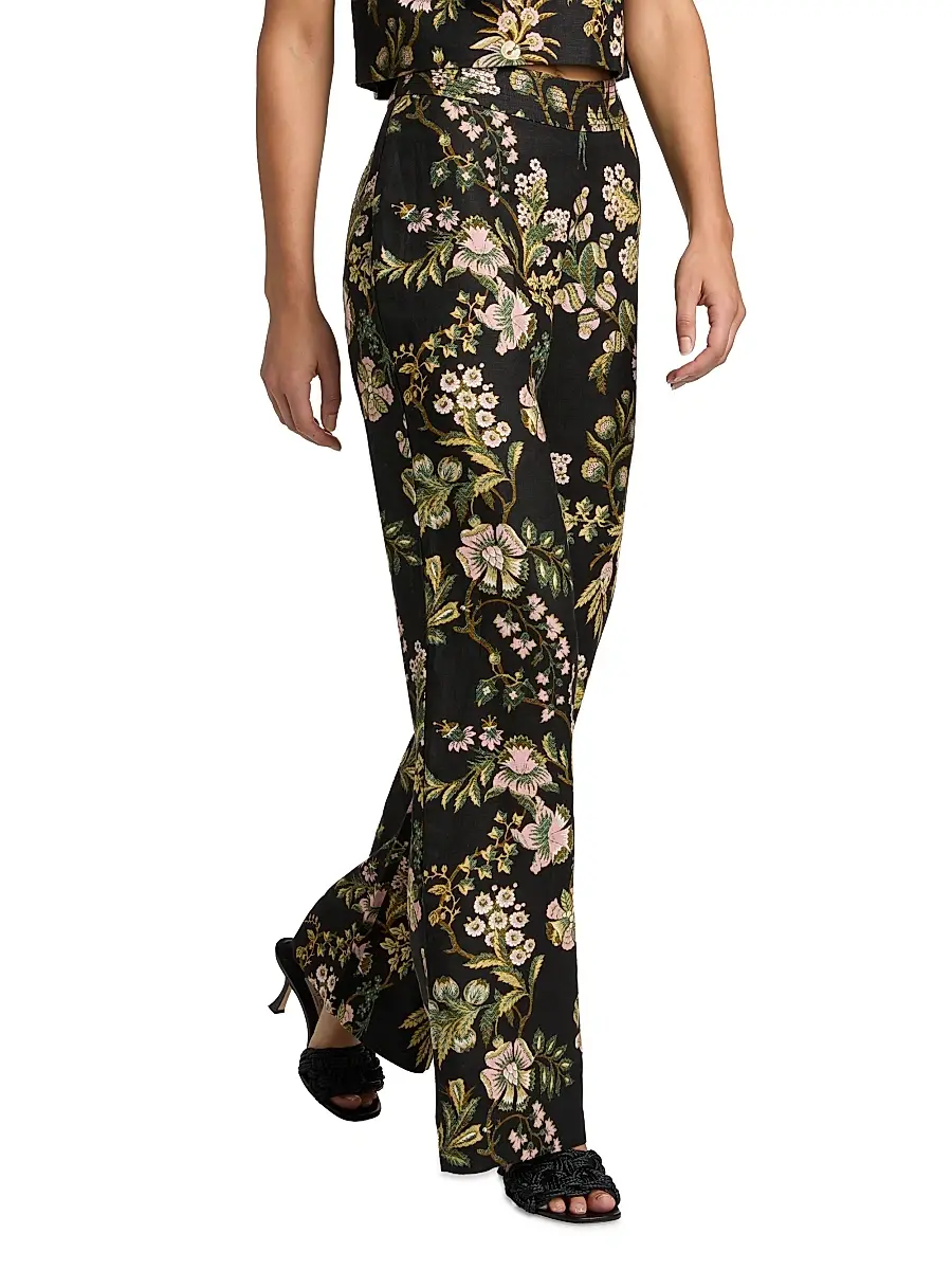 Cara Cara Women's Josephine Floral Linen Palazzo Pants | Thumbnail 4 Cara Cara Women's Josephine Floral Linen Palazzo Pants | Thumbnail 4