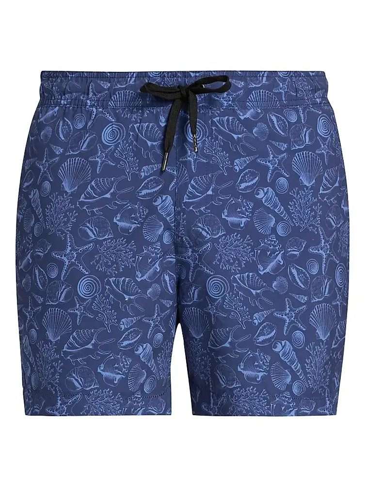 Men's COLLECTION Beach Shells Printed Drawstring Swim Shorts Men's COLLECTION Beach Shells Printed Drawstring Swim Shorts