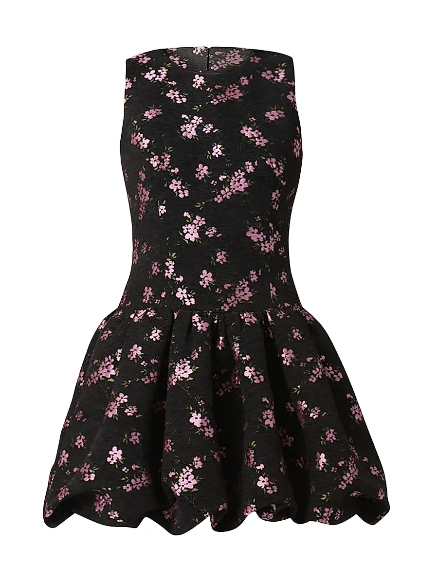 Shoshanna Women's Raffaella Metallic Floral Velvet Bubble-Hem Dress - Jet Mauve | Image 1 Shoshanna Women's Raffaella Metallic Floral Velvet Bubble-Hem Dress - Jet Mauve | Image 1