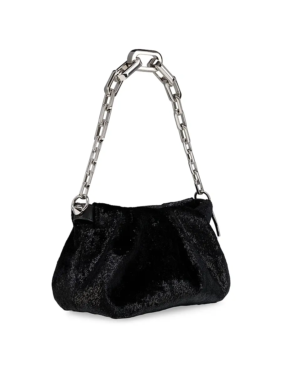 Christian Louboutin Women's Eva Velvet Shoulder Bag - Black | Thumbnail 2