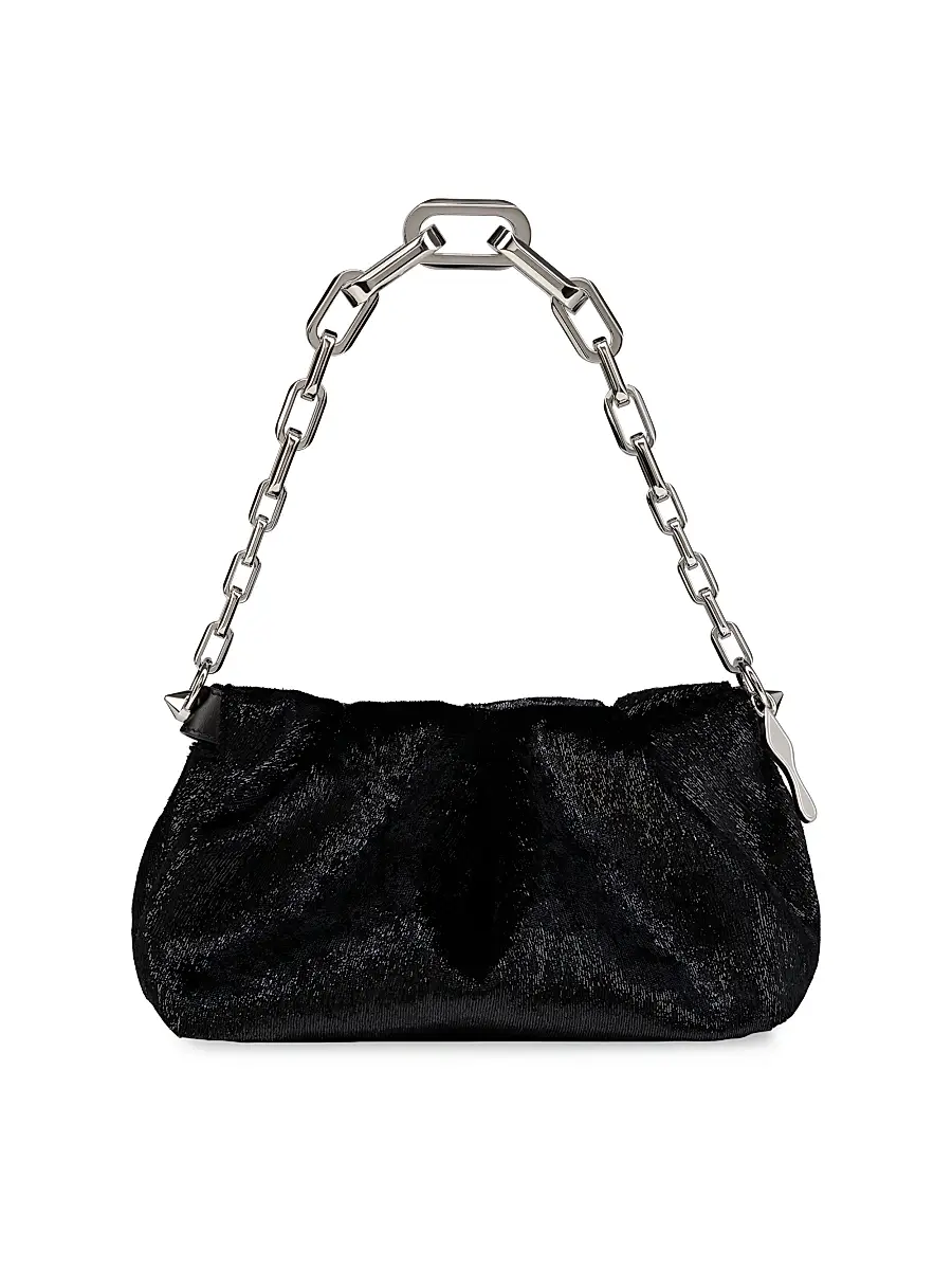 Christian Louboutin Women's Eva Velvet Shoulder Bag - Black | Thumbnail 3