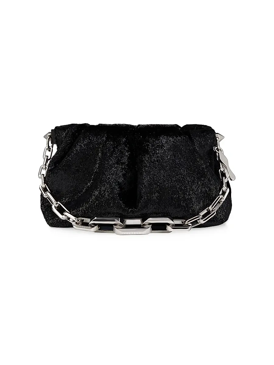 Christian Louboutin Women's Eva Velvet Shoulder Bag - Black | Image 1 Christian Louboutin Women's Eva Velvet Shoulder Bag - Black | Image 1