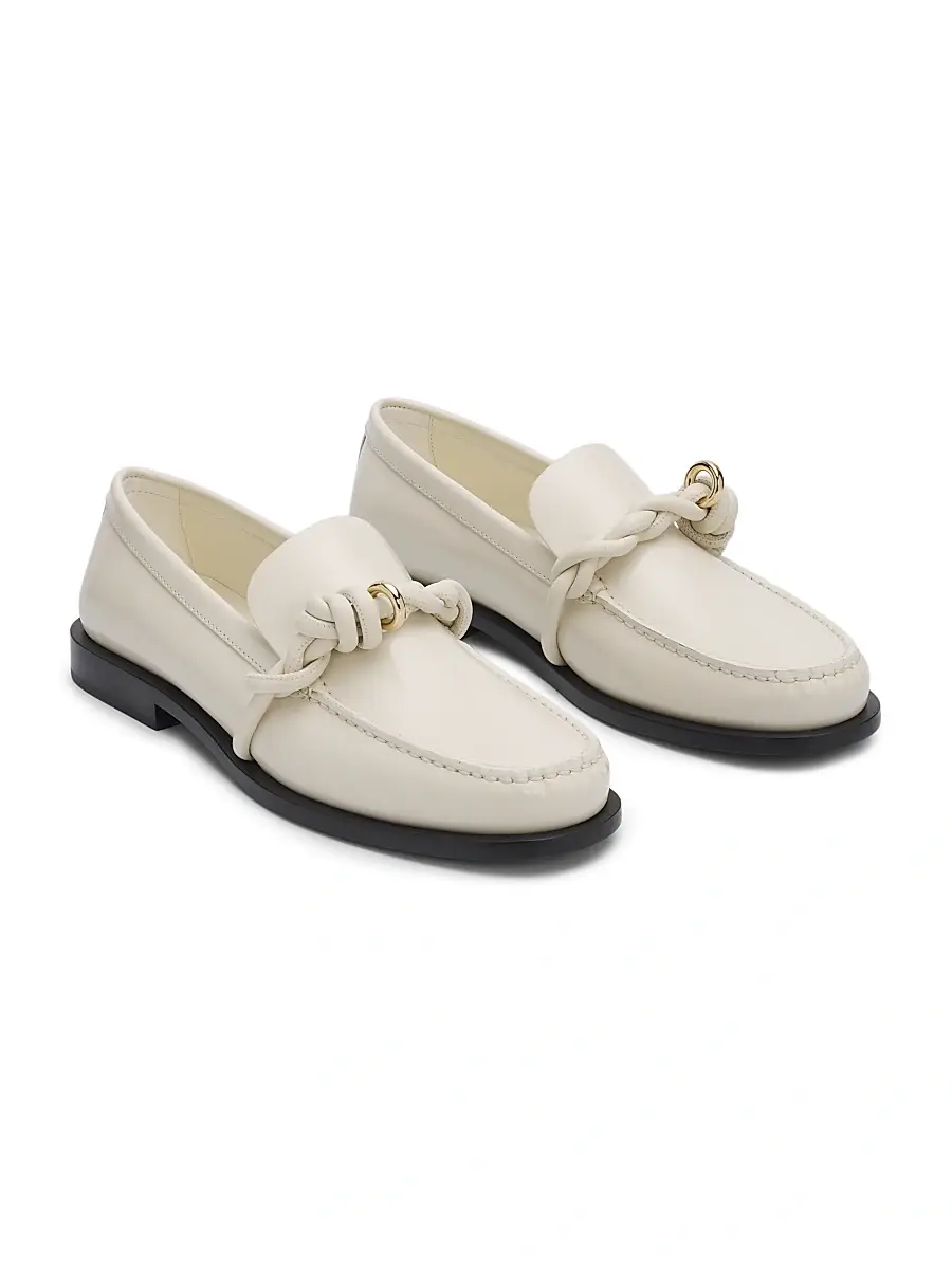 Jil Sander Women's Braided-Design Leather Loafers - Eggshell | Thumbnail 2 Jil Sander Women's Braided-Design Leather Loafers - Eggshell | Thumbnail 2