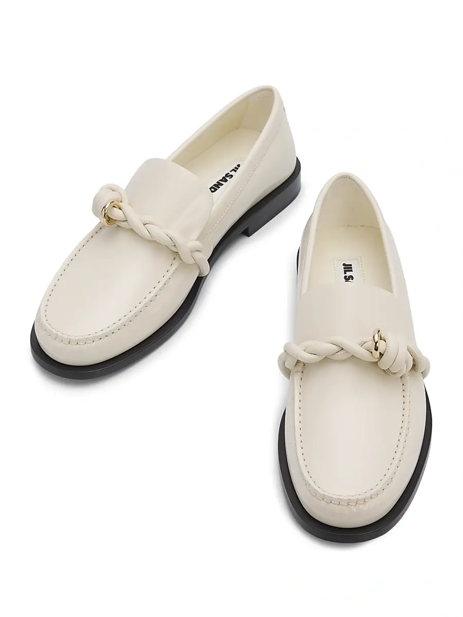 Jil Sander Women's Braided-Design Leather Loafers - Eggshell | Thumbnail 4 Jil Sander Women's Braided-Design Leather Loafers - Eggshell | Thumbnail 4
